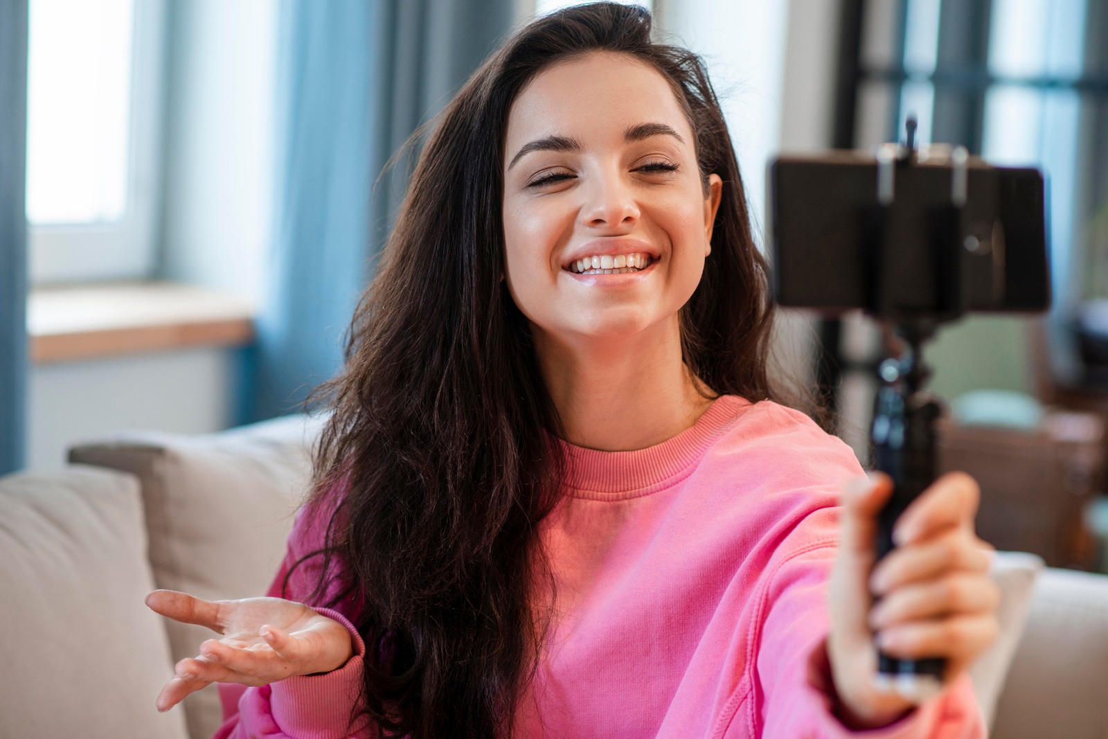 A creator filming a video
